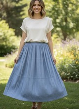 Vintage Stonebridge Maxi Skirt Women’s Size X1 Sky Blue 100%cotton Made In USA