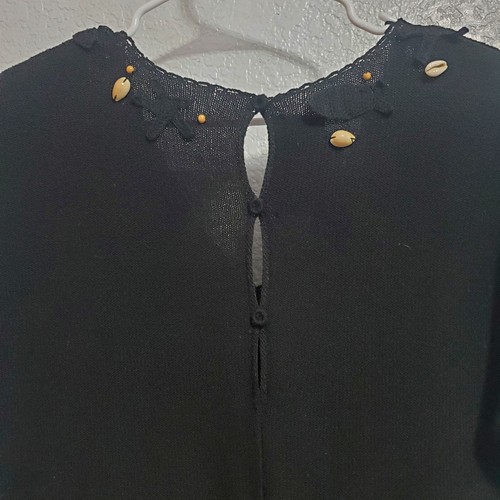 Steve Fabrikant Kleid Damen S schwarz Muschel verziert Wollmischung Strick Resort - Bild 9 von 16