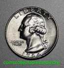 1964 Washington 90% Silver Quarter Uncirculated, Die Gouge