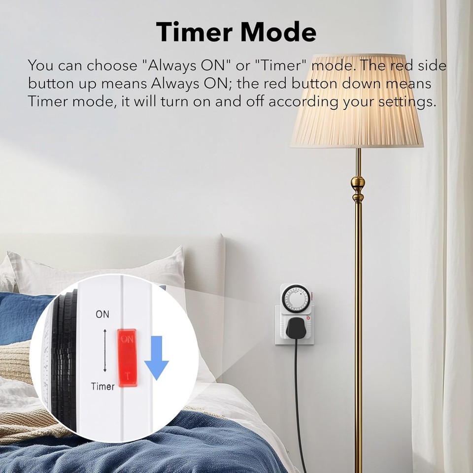 24 HOUR TIMER CLOCK SOCKET UK 3PIN MAINS PLUG IN TIMER SWITCH ...