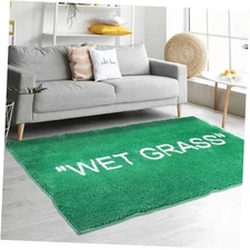 Wet Grass Rug for Bedroom-Non Slip Wet Grass Carpet for Living Room-Green 