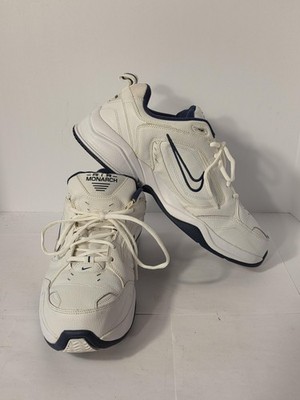Nike Air Monarch Shoes Mens Size 14 White Navy Leather Training 313138-111