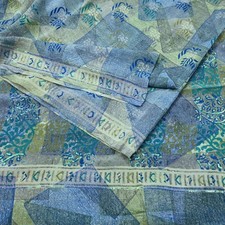 Indian Vintage Sari Multi Pure Crepe Silk Hand Embroidered Tie-Dye Saree 5yard