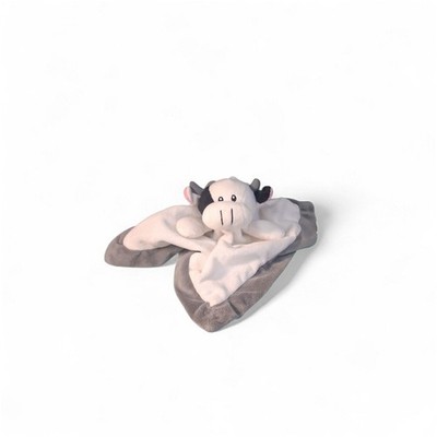 Baberoo Cow Bull Plush Lovey  White Baby Security Blanket w/ Gray Trim Plush