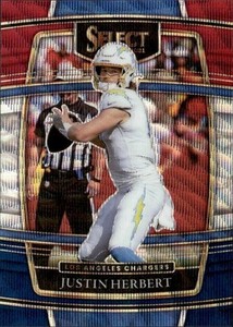 2021 Panini Select #19 Justin Herbert Tri-Color Prizm #/249