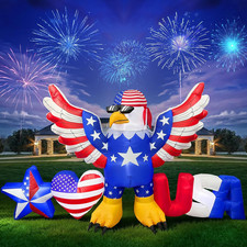 8.2FT Patriotic Inflatable Bald Eagle with LED Lights for Independence Day