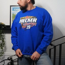 2011 Team Hecker Racing 29 Sweatshirt XL Blue NASCAR Motorsport Y2K