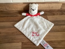 Matalan Winnie the Pooh comforter white Disney red top Baby Blankie soft toy