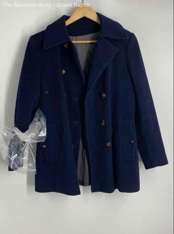 Vintage Forecaster Of Boston Womens Blue Wool Double-Breasted Pea Coat Size 9/10