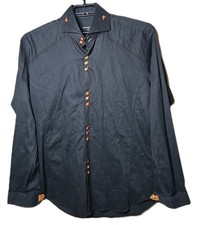 Bogosse Men  s Shirt Size 5 XL Black Brown Stitch Trim Button Up t9