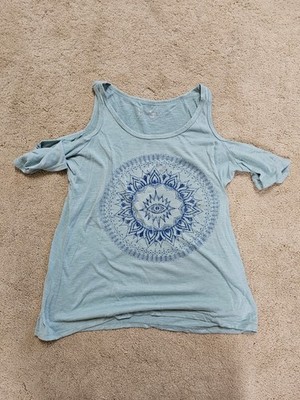Jessica Simpson Eye in the Fire of the Sun Womens cold shoulder top Size S small