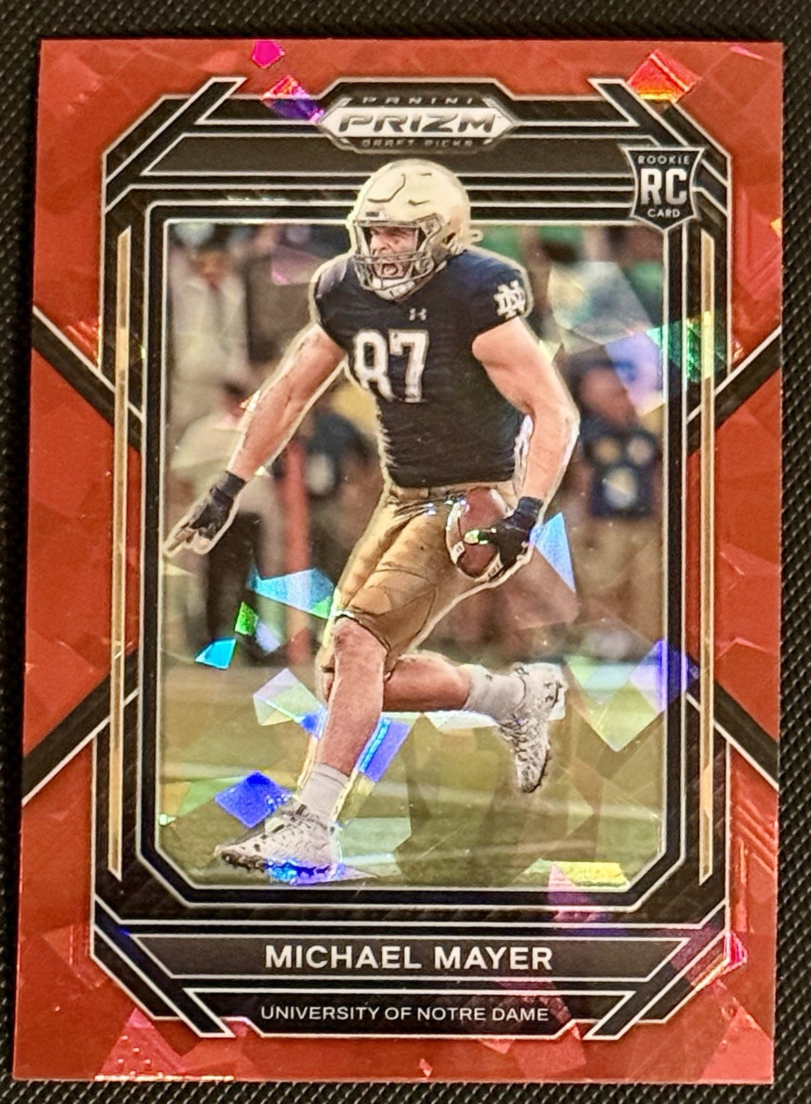 Michael Mayer 2023 Panini Prizm Draft Picks RC Red Cracked Ice Prizm #155