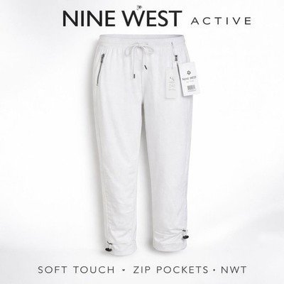 Nine West Active White Jogger Pants Soft Touch Zip Pockets NWT MSRP $68 SZ 3X