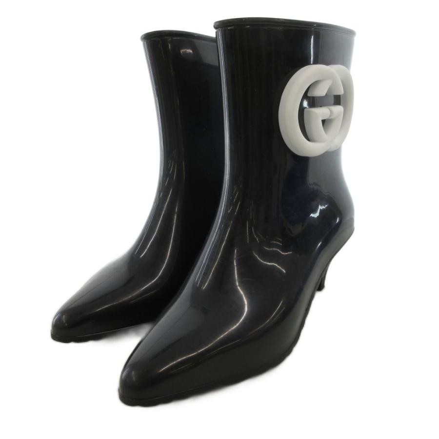 GUCCI Short Interlocking Stiletto Heel Rubber Boots Size:36/JP:23 141182K Authen