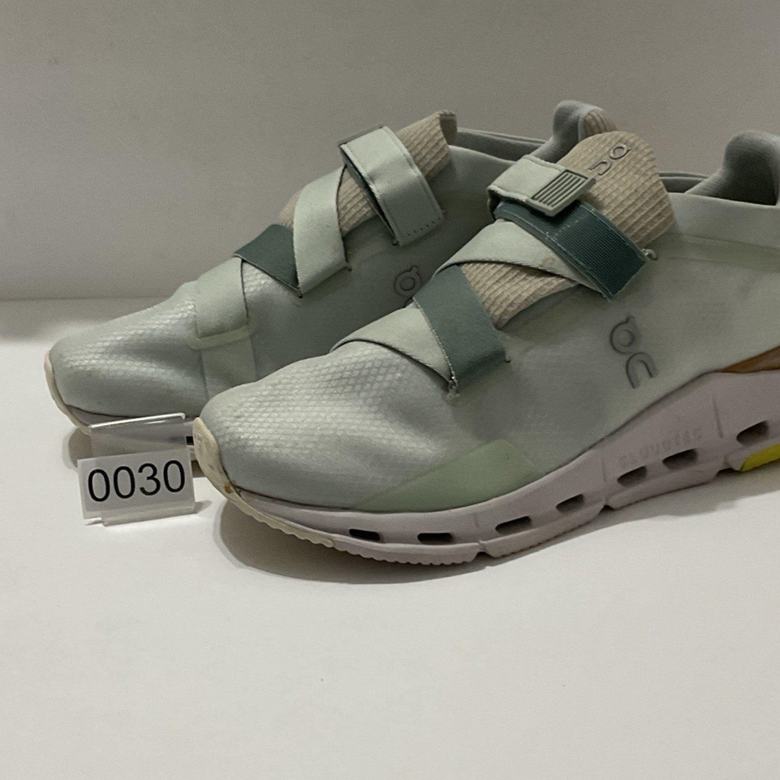 On Cloudnova Hook & Loop Light Green Beige White … - image 3