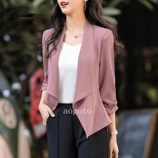 Women 3/4 Sleeve Blazer Thin Coat Dress Jacket Spring/Summer Plain Office Casual