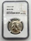 1954-D Franklin Half Dollar 50C NGC MS65 FBL Full Bell Lines Silver Coin - BM1