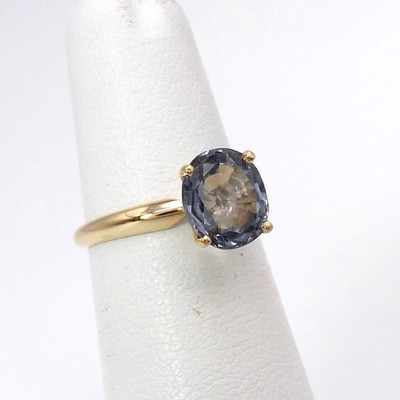 Solid 14k Gold Natural Violet Spinel Ring GIA Cert Color Change Oval Setting 4.5