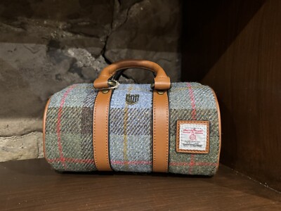 Islander Harris Tweed Chestnut Blue Tartan Duffle Bag UK