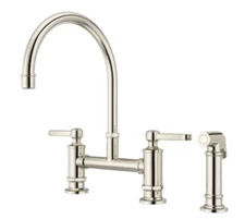 Pfister Port Haven LG31-TDS Widespread Bridge Kitchen Faucet Stainless Steel NEW