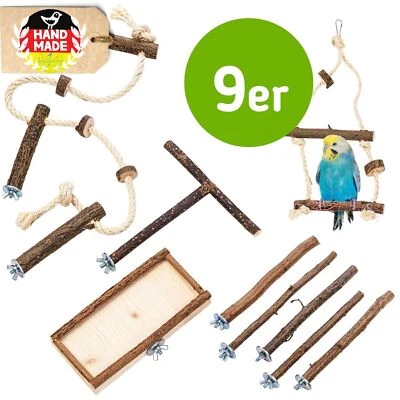 VOGELGALERIA Sitzstangen für Wellensittich 9x Vogelstangen Vogelkäfig Zubehör Vogelzubehör