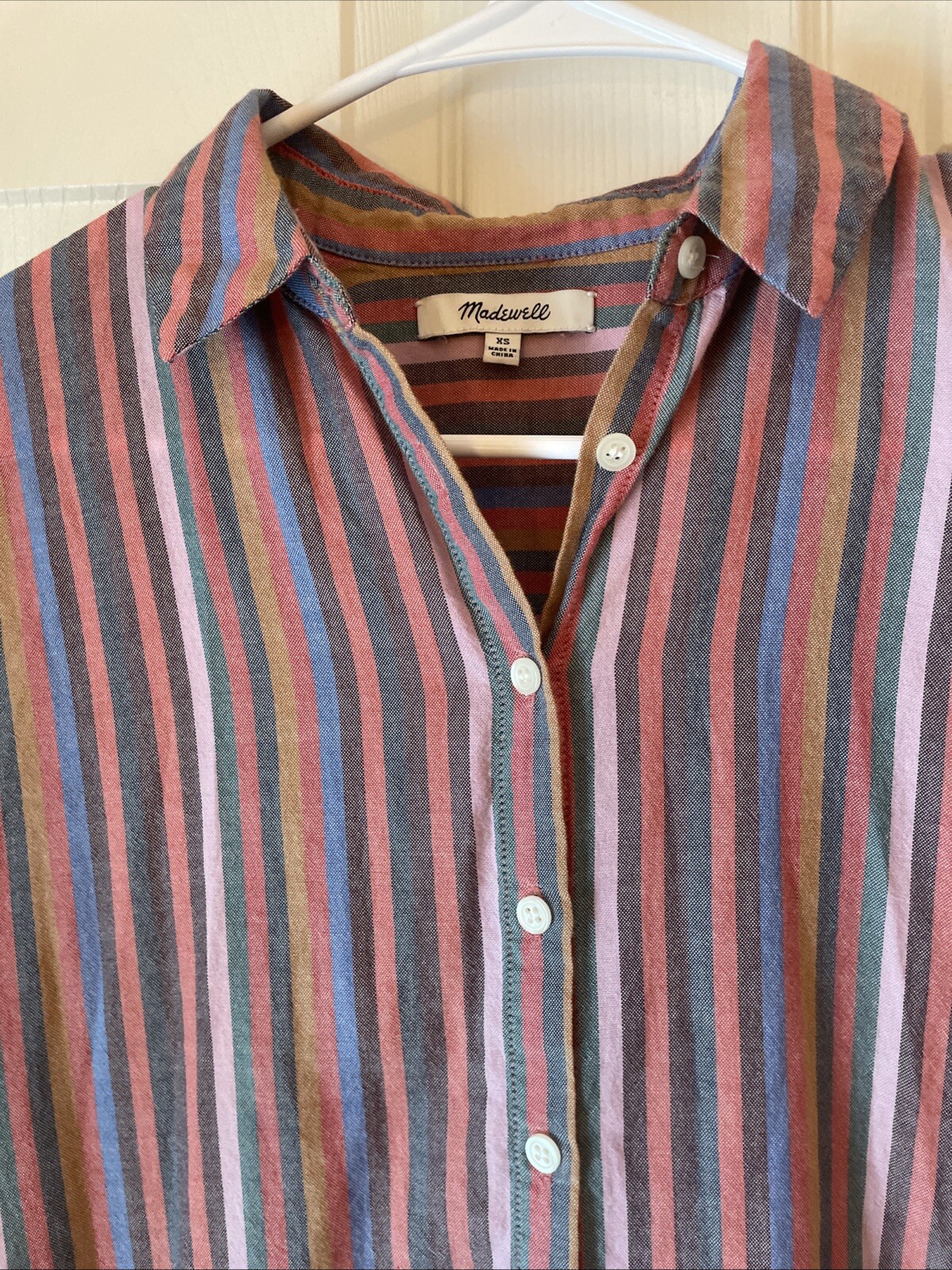 Madewell Multi Colored Striped Collared Shirt Dre… - image 4
