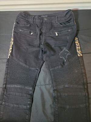 Embellish Oden Biker Black Denim Preowned Size 34 Preowned 0289