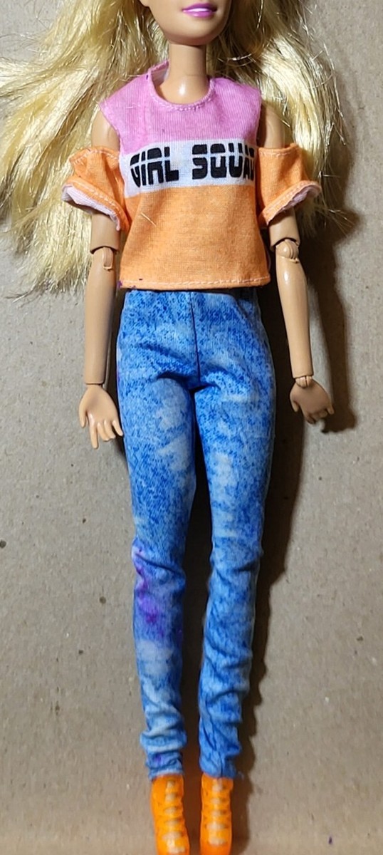 トップス Barbie 2015 Barbie Doll Articulated Clothes Orange Shoes Shirt Top