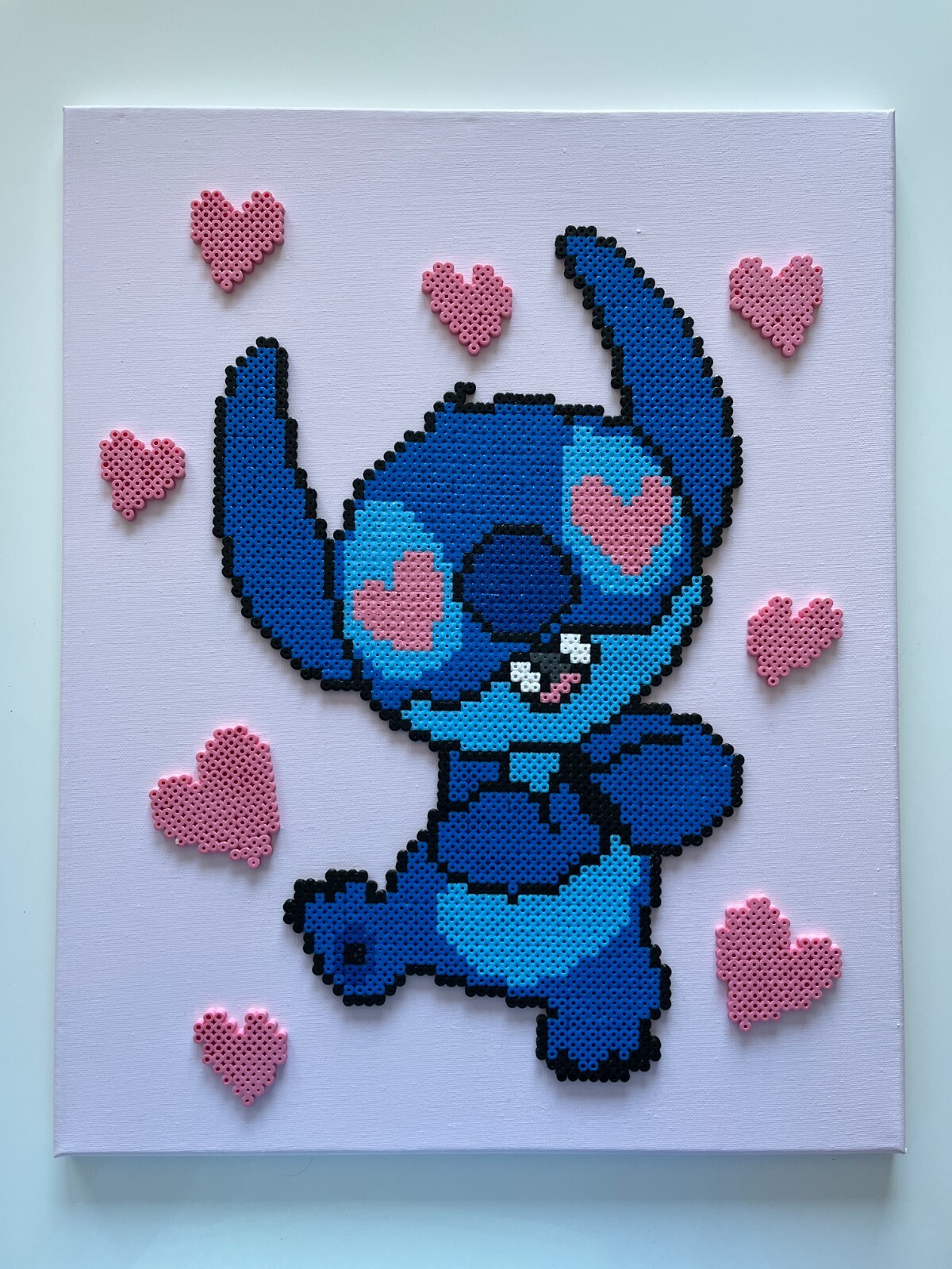 Tableau de Stitch amoureux en perles à repasser portrait pixel art