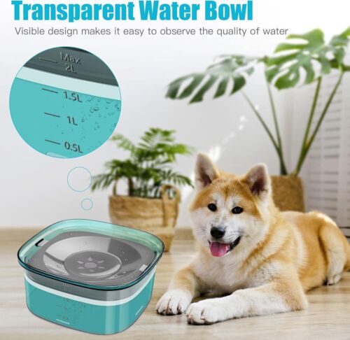 70oz Dog Water Bowl 2L No Spill Dog Bowl Large Spill-Proof Slow Water Feeder - Picture 4 of 7