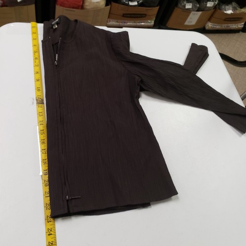 Eileen Fisher Women Textured Full Zip Jacket Size L Petite Brown Stretch Ethical - Picture 7 of 9