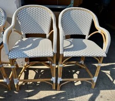 Serena  Lily Riviera Rattan Classic Counter Stools Set of 2 -Fog/White