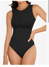 NEW Black Crew Neck Sleeveless Bodysuits Racerback Leotard S