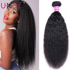 UNice Hair Brazilian Kinky Yaki Straight Human Hair Extensions Bundle Hair Weave