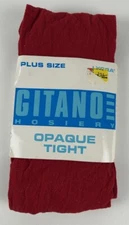 Vintage 90s Gitano Hosiery Opaque Cherry Red Tights Plus Queen Size Lycra 1993