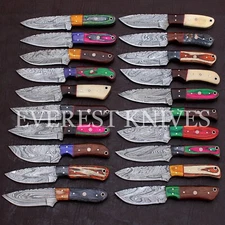 LOT OF 20 CUSTOM HANDMADE DAMASCUS STEEL MIX HUNTING EDC SKINNER KNIFE 43