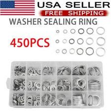 450Pcs/Set Oil Drain Plug Crush Gaskets Washer Sealing O-Ring Assortment Kit NEW