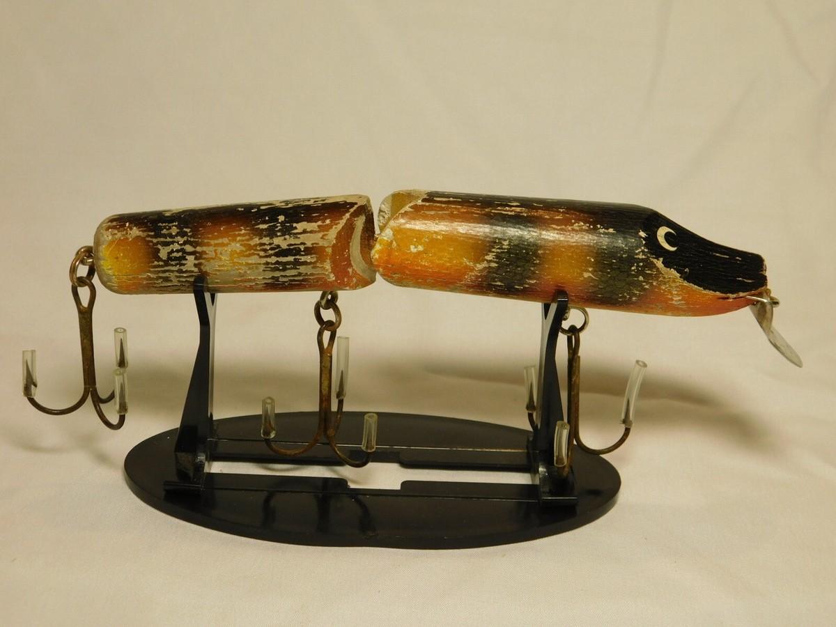 Vintage Wood Musky Muskie Jointed Fishing Lure unknown Heddon Hi Fin L012