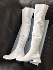 Prada Over The Knee Thigh High Boots White IT36 New With Box Made In Italy