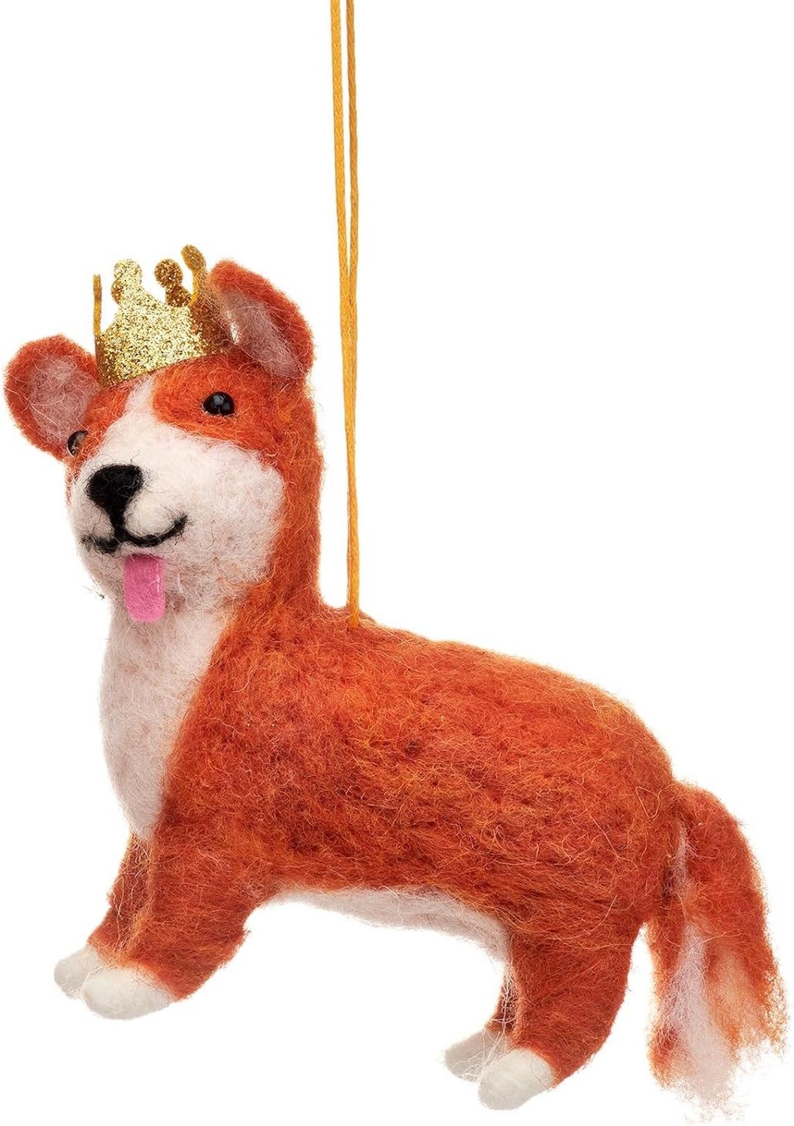 Sass & Belle Felt Corgi with Crown Christmas Tree Decoration with Hanging Twine