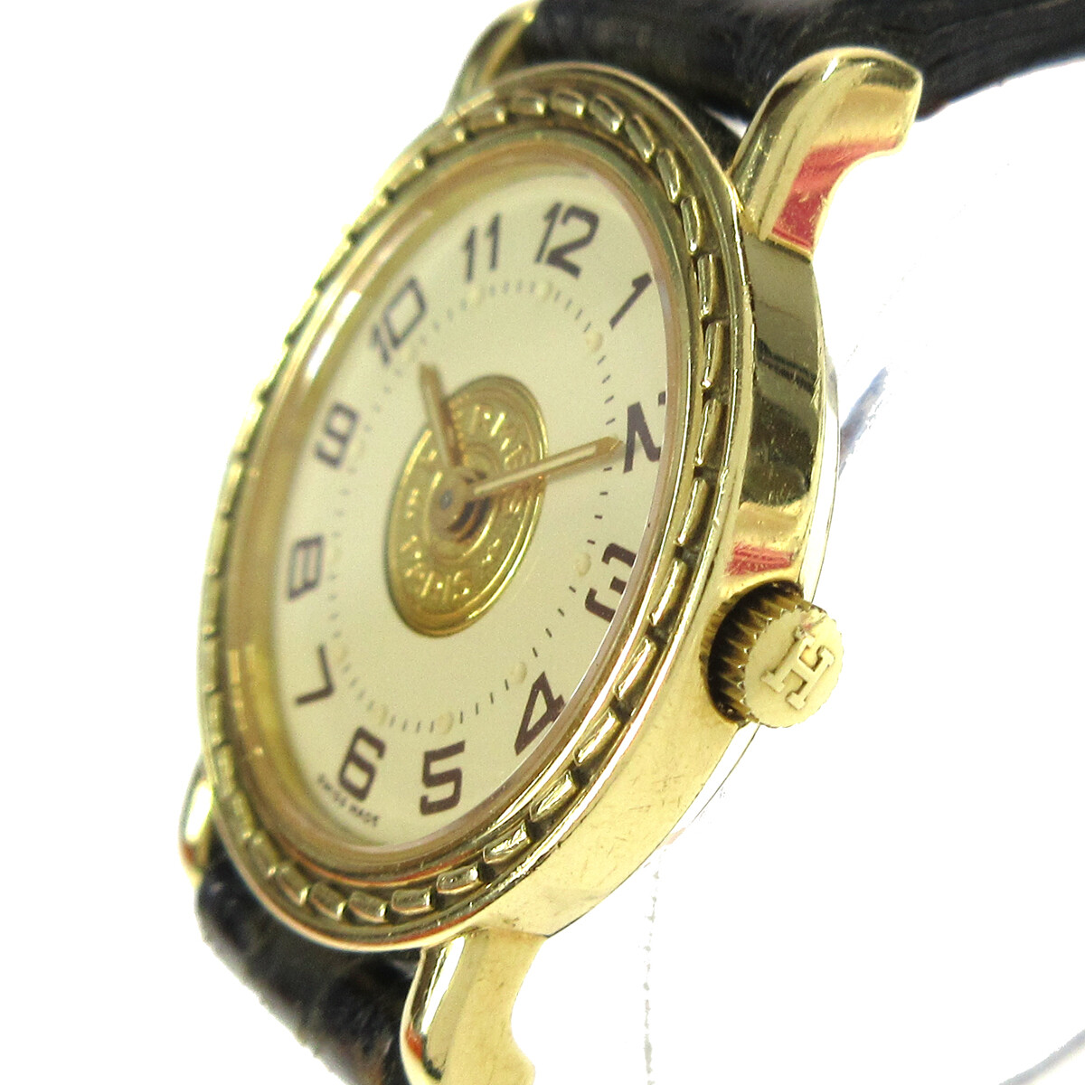 Hermes Serie Quartz Wristwatch Watch Black Gold K18 Yellow Gold ◯T 75774 Hermes Serie Quartz Wristwatch Watch Black Gold 18K Yellow  main image 3