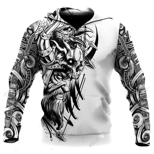 Herren Grafik Hoodie Wikinger Sweatshirt Oberteil Street Style Mode cool nordisches Design - Bild 35 von 36