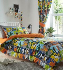 KIDS ANIMAL JIGSAW PRINTED REVERSIBLE DUVET SET TODDLER, SINGLE OR CURTAINS