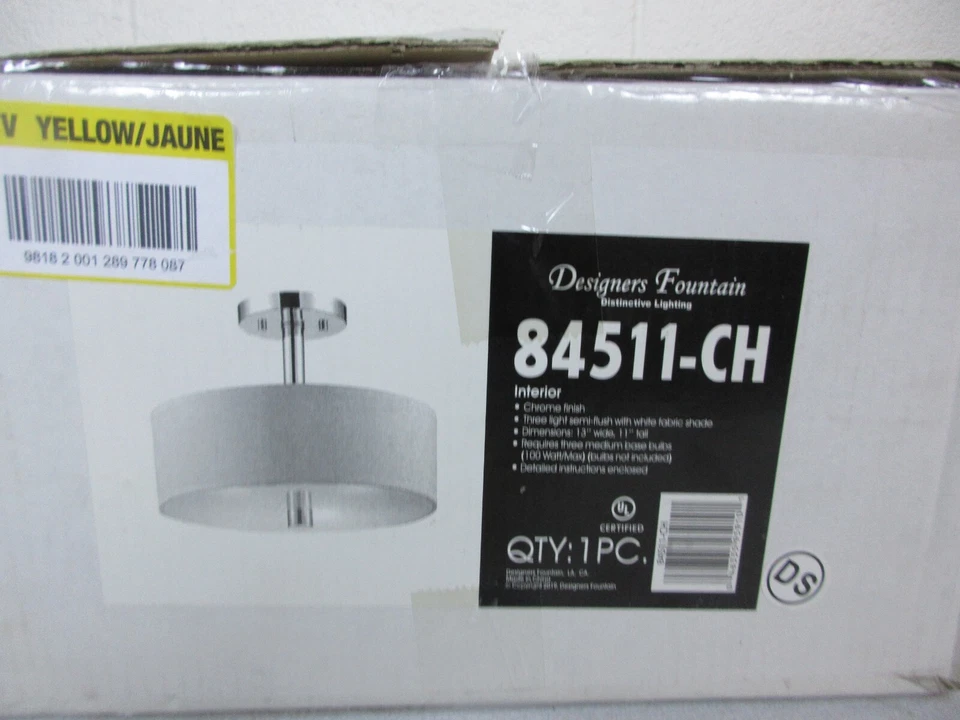 Designers Fountain 13 in. Cordova 3-Light Chrome Ceiling Light Semi Flush Mount - Image 3 of 4