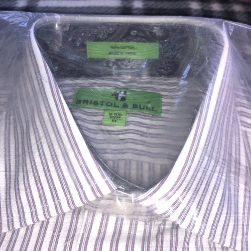 Bristol & Bull Mens Med Dress Shirt Red Stripes Career Casual 15/15.5 32/33 NWT - Picture 3 of 7