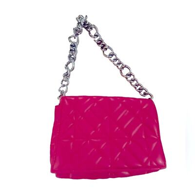 Zara Shoulder Handbag Women Barbiecore Leather Quilted Chain Strap Purse Pink