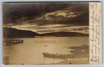 1905 RPPC HARVEYS LAKE, PA, BOAT, LUZERNE COUNTY PHOTO Postcard P85