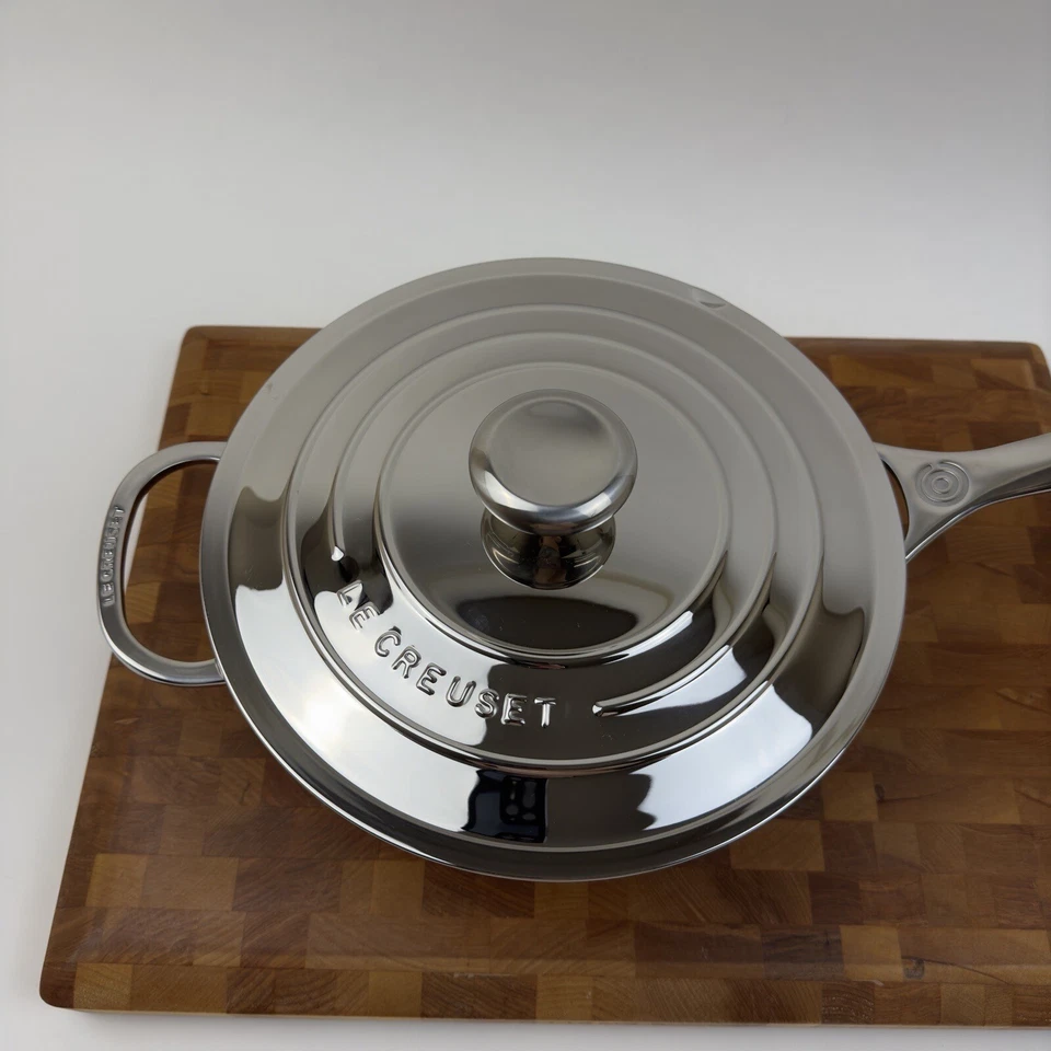 Le Creuset Tri-Ply Stainless Steel Nonstick Saucier Pan 3.5 Quart Scuffed Read - Image 3 of 4