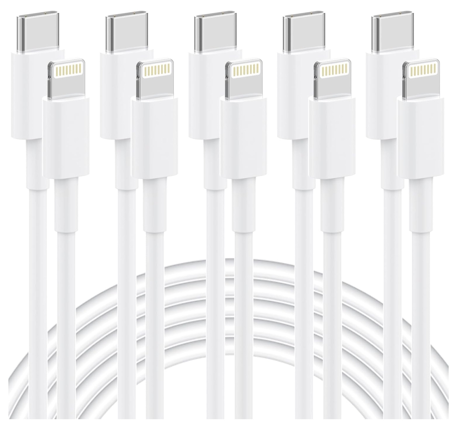 Apple MFi Certified USB-C to Lightning Cable 6FT 5-Pack Fast Charging-image