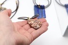14k  Jasper Necklace Pendant Solid Yellow Gold & Leather Natural Stone Birds Eye — photo 4